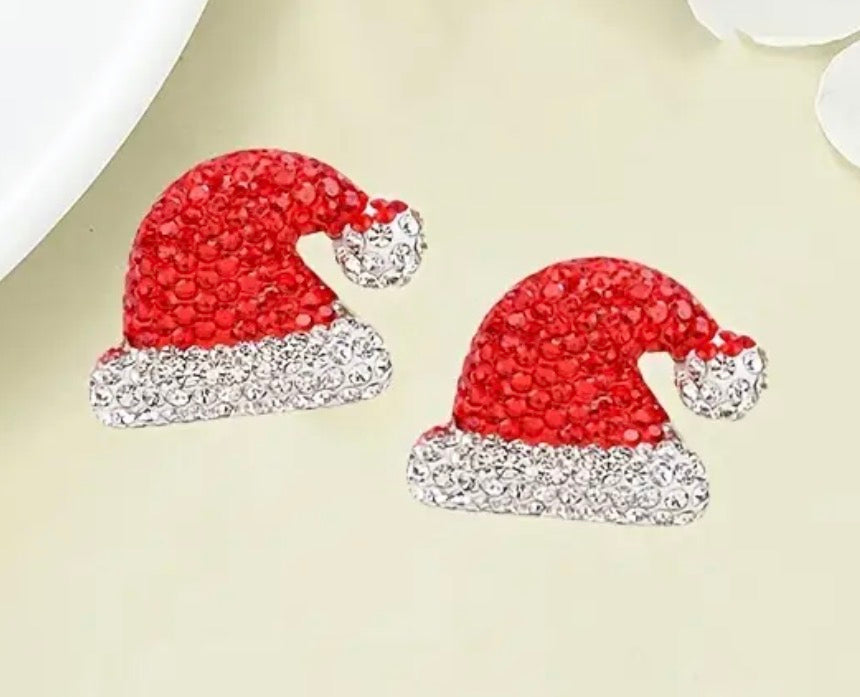 Bling Santa Hat Earrings