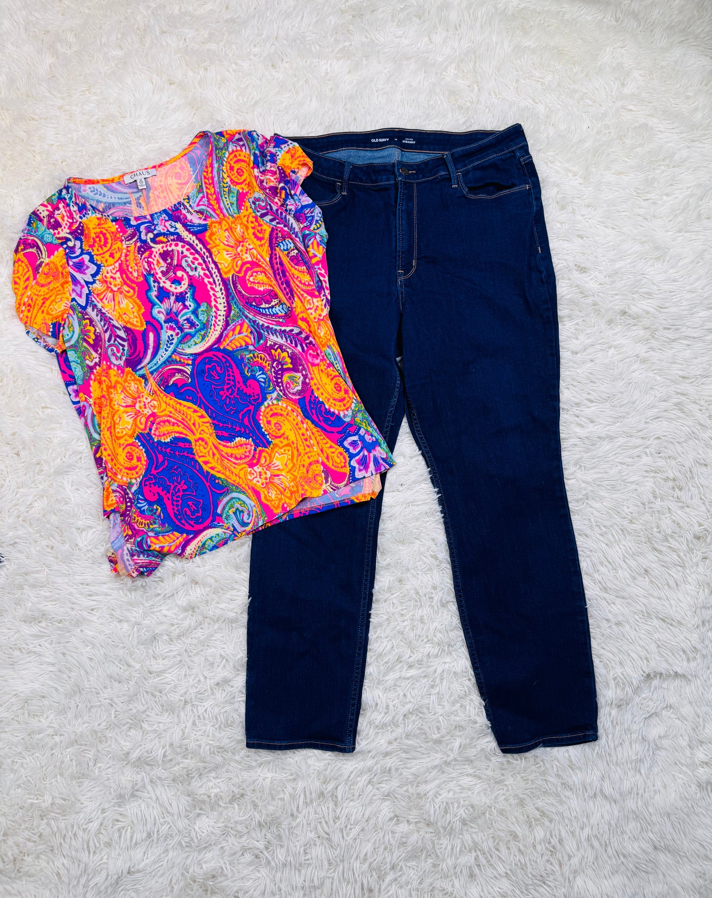Womens Chaus XL top Old Navy High Rise Straight Size 16 jeans