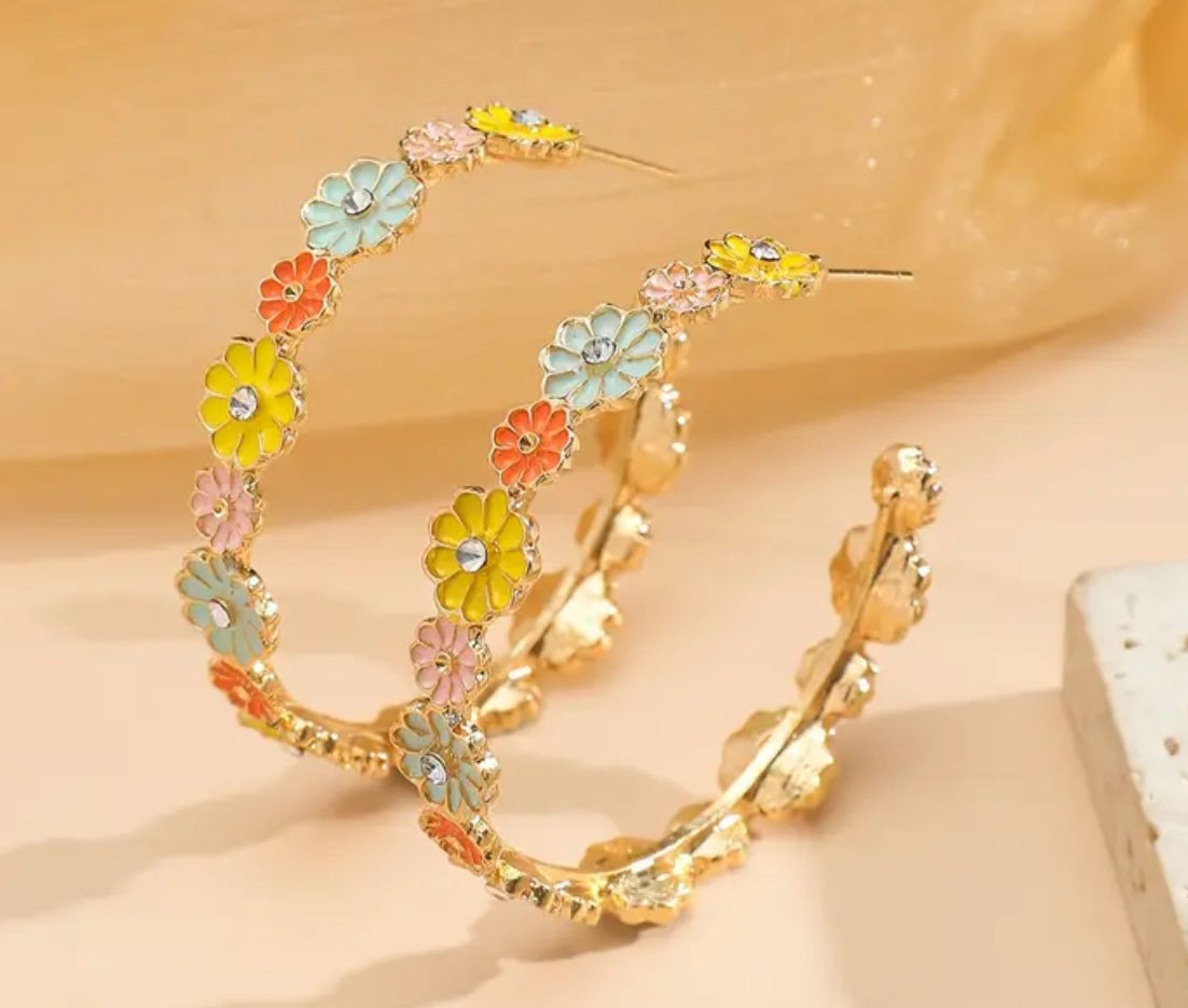 Flower Hoop Earrings