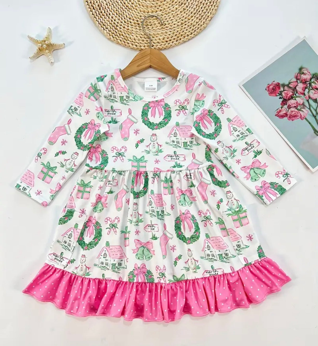 Youth Girls Pink Christmas Dress