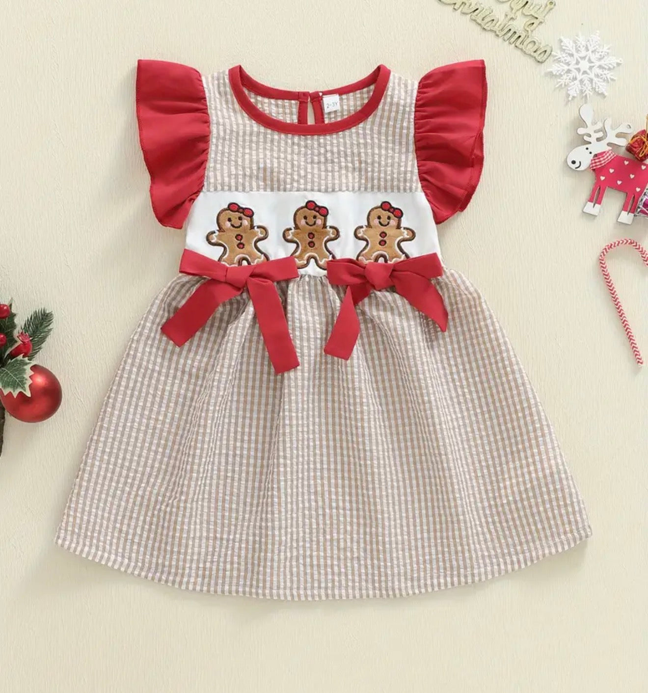 Youth Girls Gingerbread Embroidered Dress