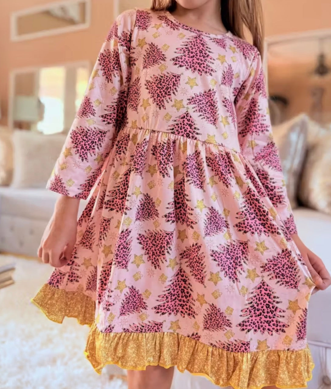 Youth Girls Pink Tree Dress