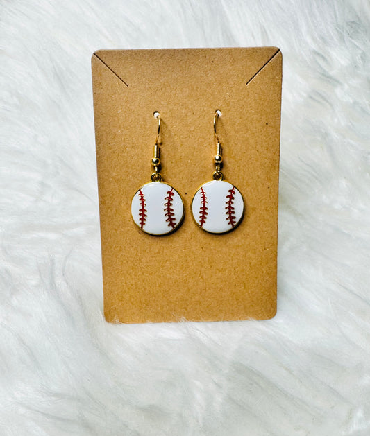 Gold Baseball Earrings