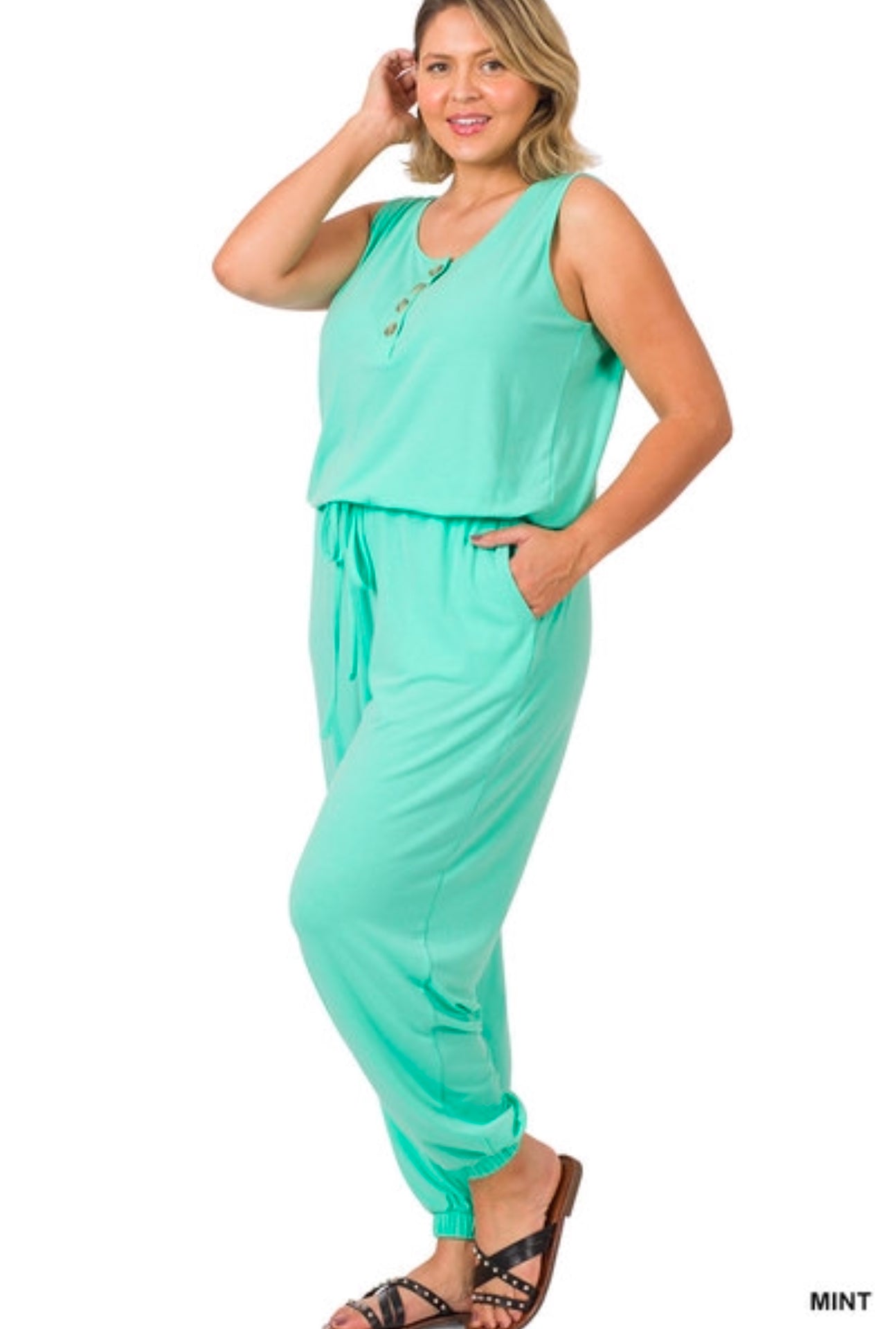 Zenana Mint Romper Plus Size