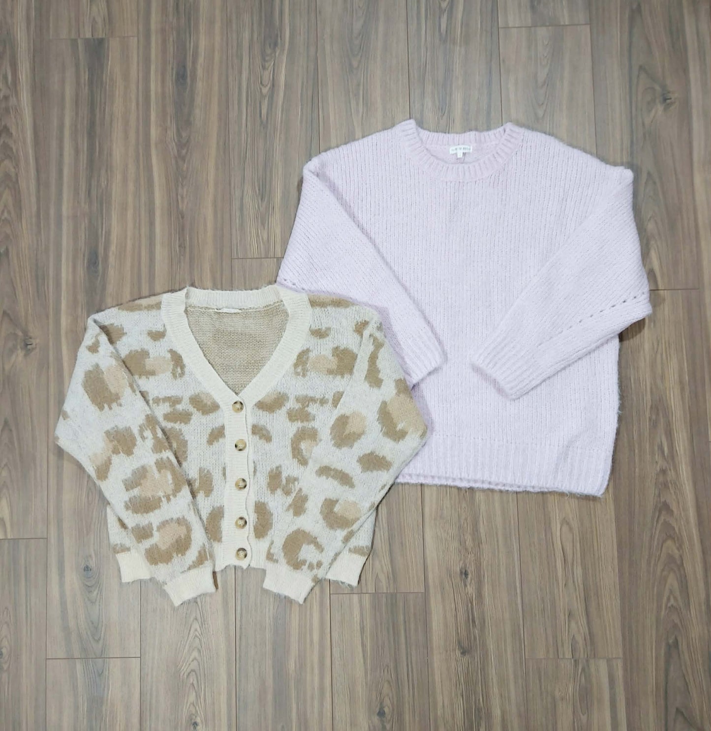 Top sweater very oversized, free the roses large & bottom cardigan new in size large