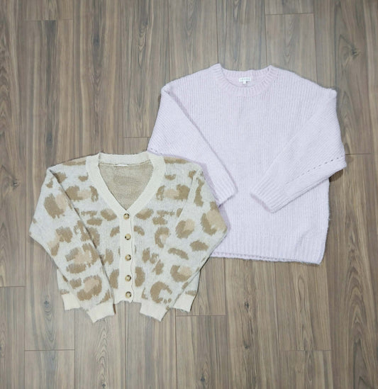 Top sweater very oversized, free the roses large & bottom cardigan new in size large