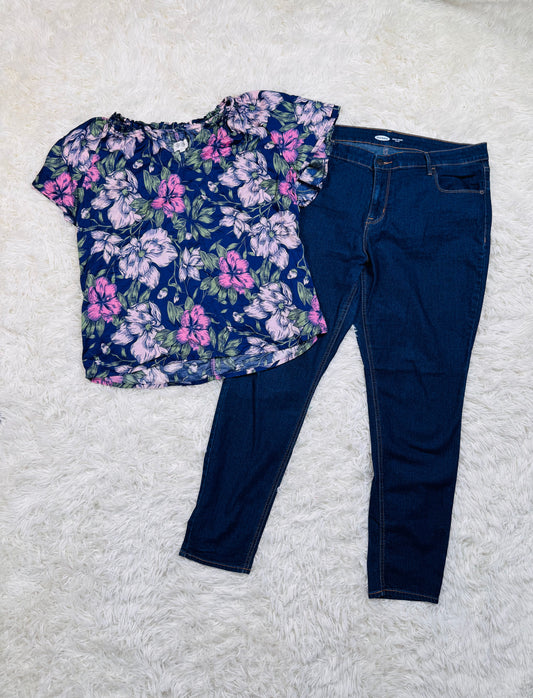 Womens Candance Bure Large Top Old Navy Super Skinny Size 16 jeans