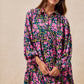 BiBi FLORAL PRINT SHIRRING BUTTONED TIERED SHIRT DRESS