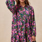 BiBi FLORAL PRINT SHIRRING BUTTONED TIERED SHIRT DRESS