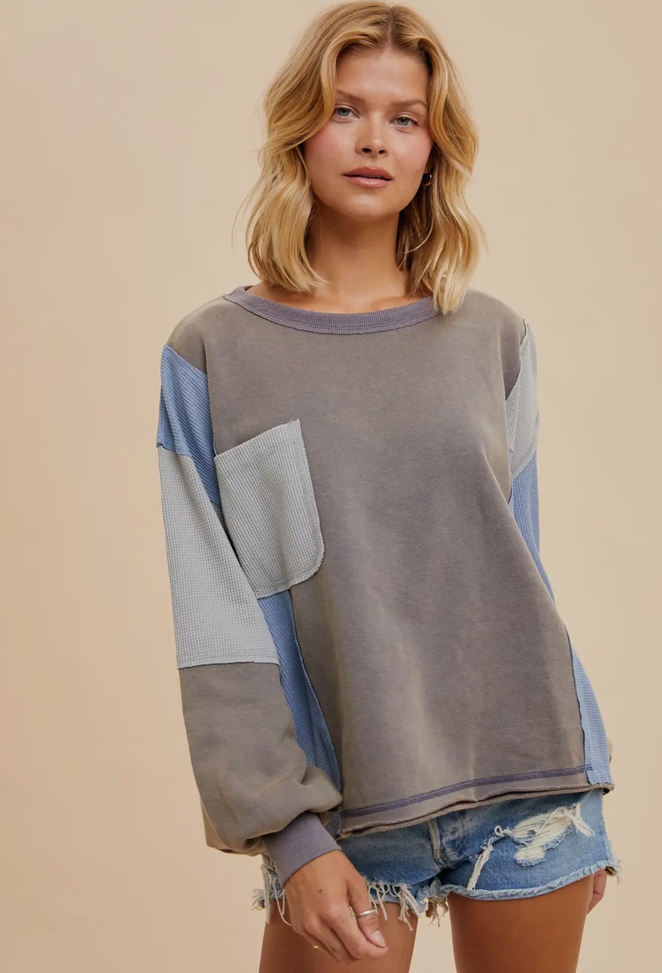 Washed Panel Sweatshirt