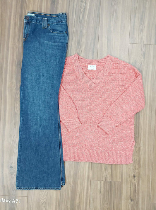 Old Navy size large tunic sweater & Gap Ultra low rise size 16 jeans
