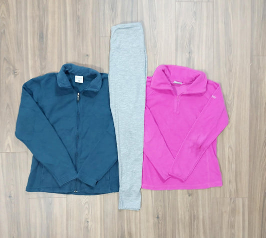 Pink Columbia size medium fleece, navy Columbia size large fleece jacket & yogalicious size medium performance leggings