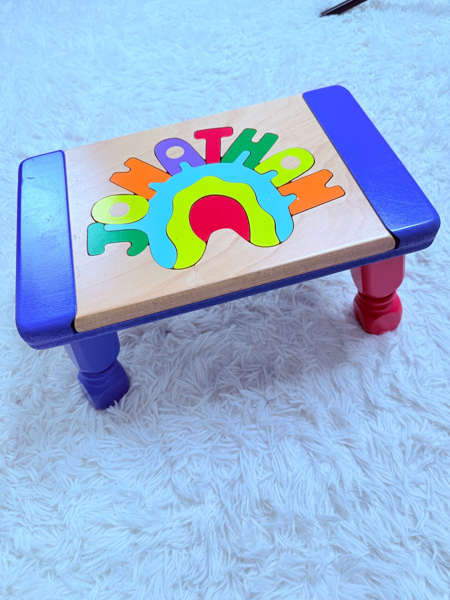 Jonathan hand painted puzzle stool
