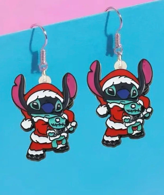 Blue Santa Earrings