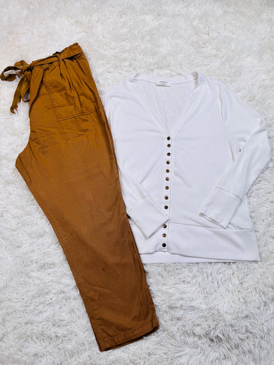 Womens Zenana 2x Cardigan Sonoma XL Tie Pants