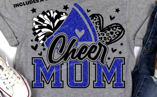 Sparkle Blue & White Cheer Mom