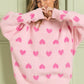 BiBi COZY ALLOVER HEART SWEATER