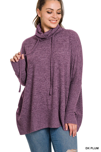 Heather Purple Plus Size Funnel Neck Sweater