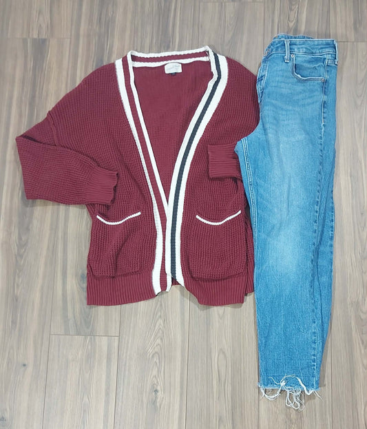 Universal thread size XL cardigan & Old Navy power, slim straight, high-rise size 14 jeans