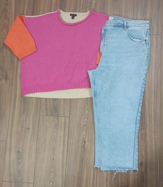 Tribal XL sweater & Abercrombie 90s straight high-rise size 22 jeans
