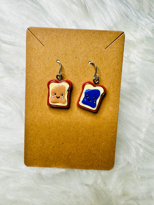 Peanut butter and jelly earrings