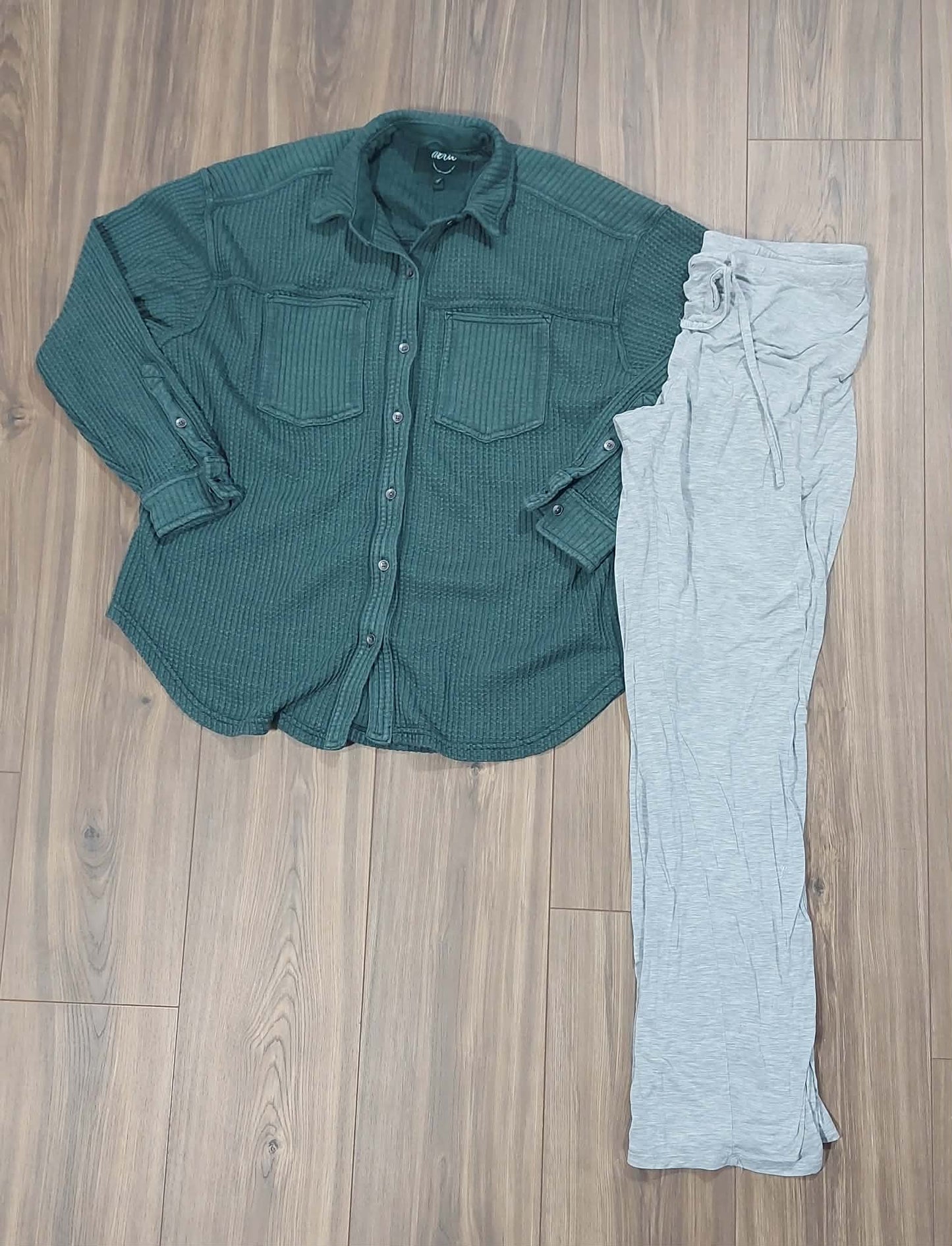 Aerie oversized small thermal button down & Nordstrom small lounge pants