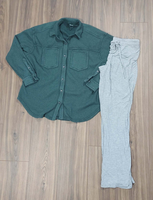Aerie oversized small thermal button down & Nordstrom small lounge pants