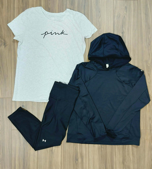 Coldgear UA XL women’s top, Vs Pink size XL t shirt & UA size large performance leggings