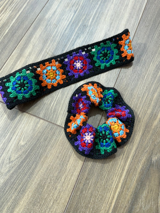 Knit scrunchie and headband set