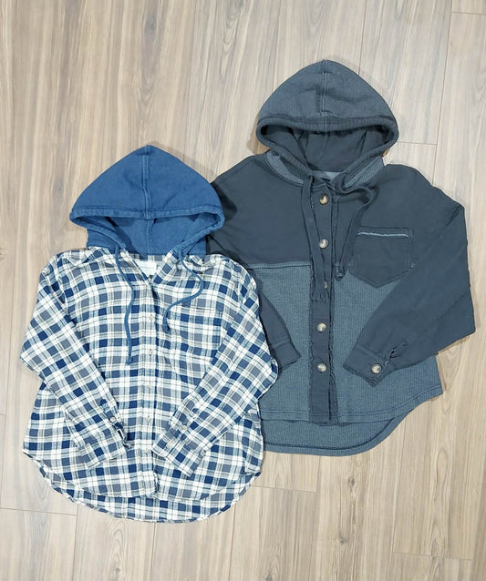 Both American Eagle oversized Top xs/small charcoal & bottom medium plaid