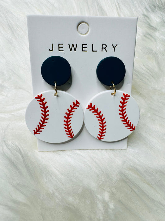 Clay Baseball Earrings