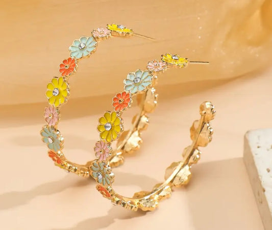 Flower Hoop Earrings