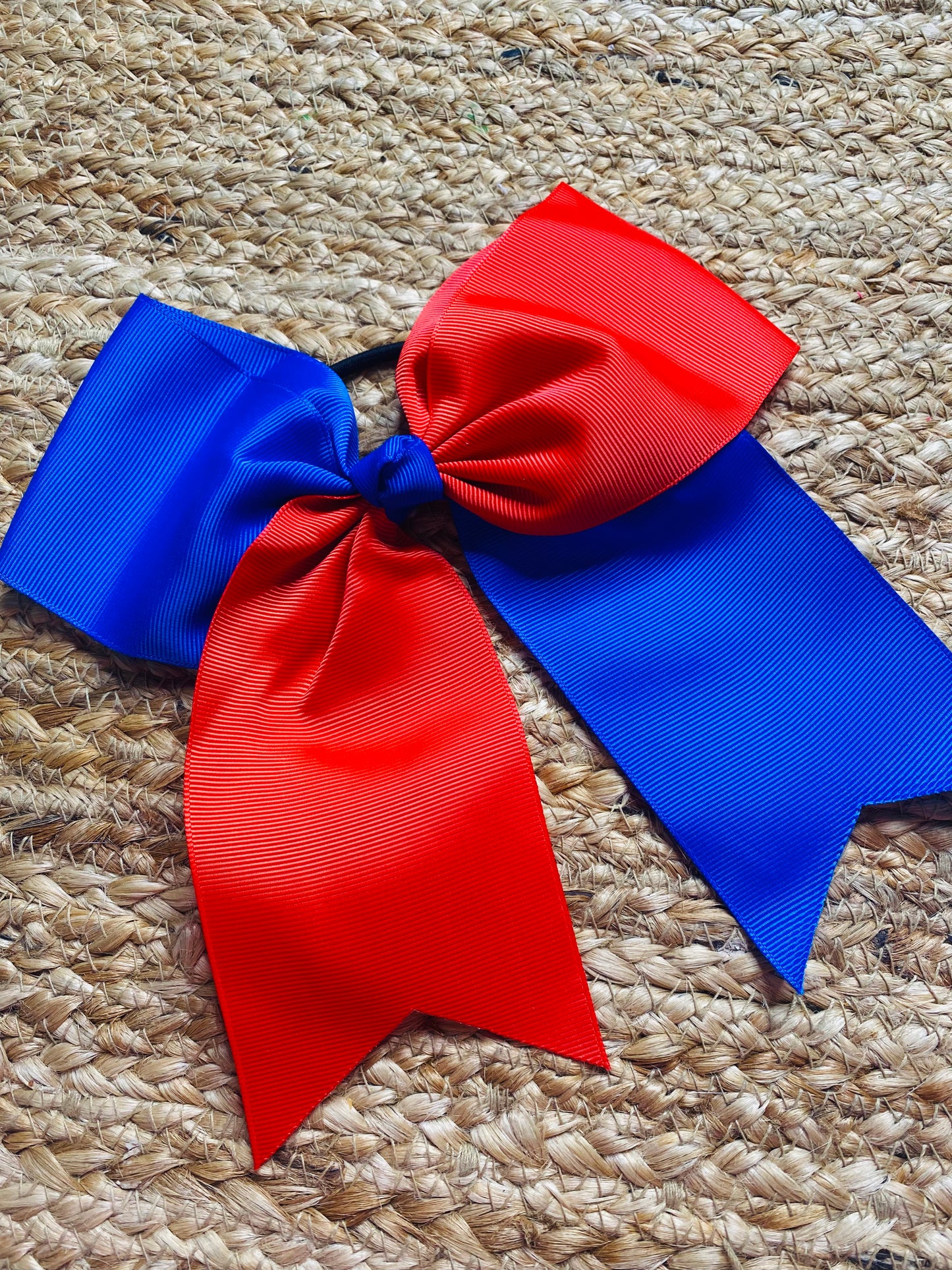 Red and Blue Bow with Hair Tie