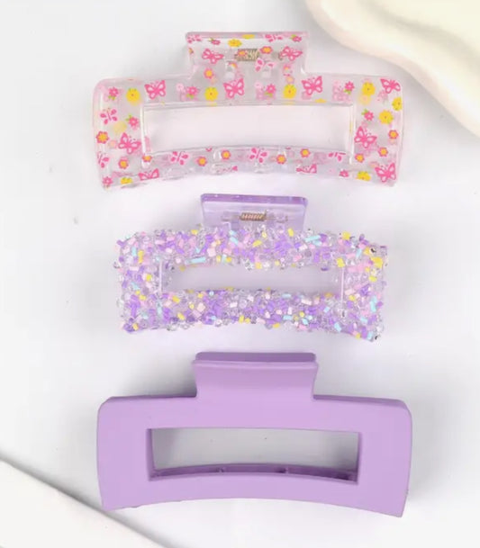 3 Pack Purple Clip Set