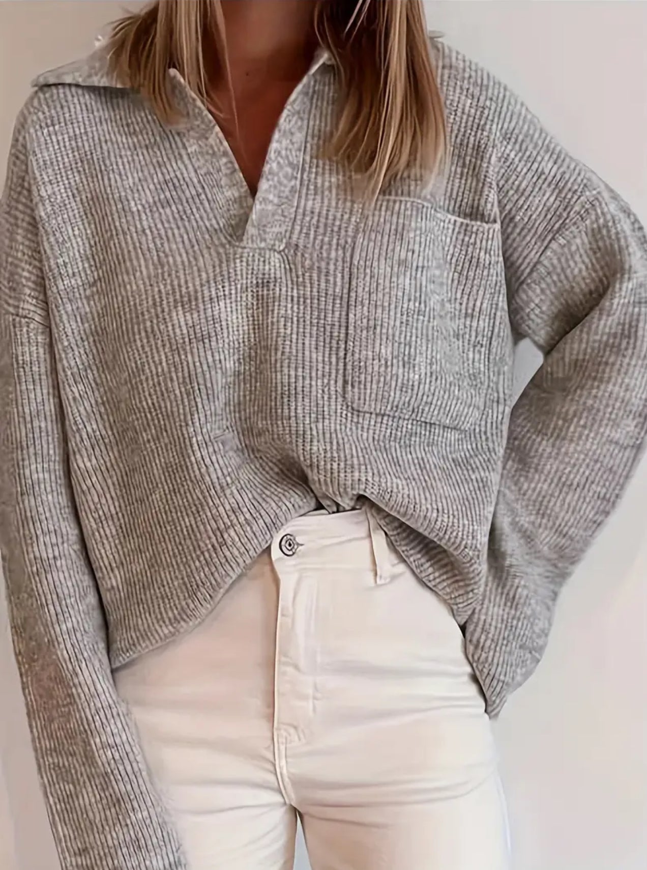 Grey V Neck Sweater