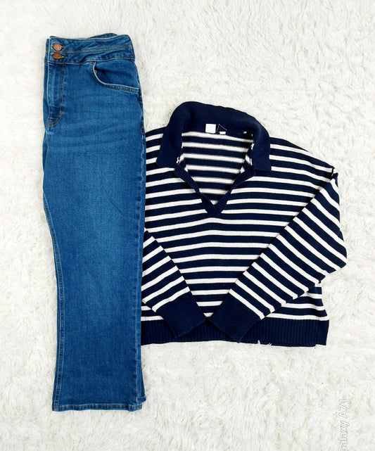Gap XL Sweater and Boden 12 R Double WaistBand and Flare Jeans
